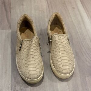 Beige Snake Print Loafers